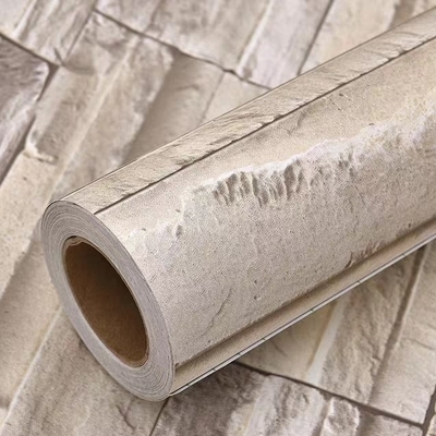 Self Adhesive Classic Gray 3D Brick PVC Self Adhesive Thickened Wallpaper Rolls